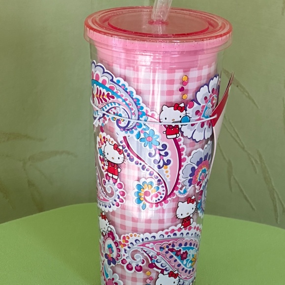 VERA BRADLEY HELLO KITTY DOUBLE WALL TUMBLER W/STRAW:NWT HELLO KITTY PAISLEY - Picture 9 of 15